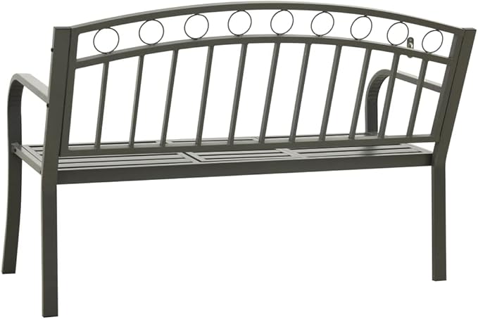 Patio Bench with a Table,Outdoor Garden Benches,Chairs with Armrests for Park, Yard, Porch, Lawn, Balcony, Backyard, Seat Furniture,49.2" Steel Gray