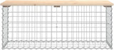 Garden Bench Solid Pinewood Galvanized Steel Compact Gabion Design Outdoor Seating for 2 Adults Rustic Chic Style - Photo 4