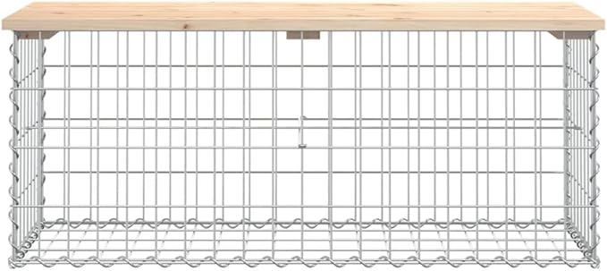 Solid Pinewood Garden Bench with Galvanized Steel Frame Natural Wood Outdoor Seating 40.6x40.6x16.5in for Garden Patio Backyard