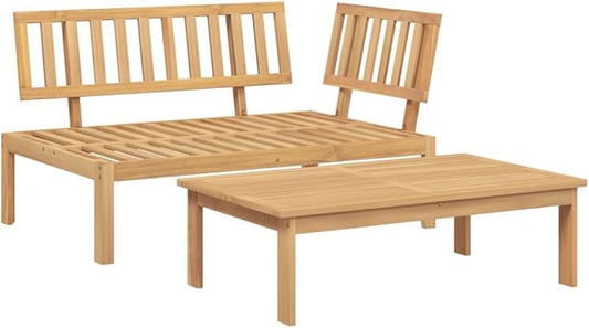 vidaXL Patio Pallet Sofa Set - 2 Pc Acacia Wood Outdoor Garden Table and Corner Sofa - Modular Furniture for Deck, Patio, Backyard