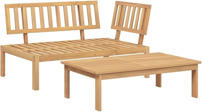 Pallet Sofa Set Natural Wood Solid Acacia Wood Outdoor Couch Sofa for Courtyard Garden 52.4x36.2x27.2 in