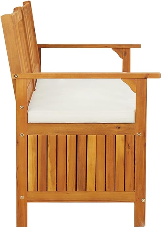 Garden Bench Deck Bench Storage Bench with Cushion 58.3" Solid Wood Acacia