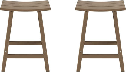 WestinTrends Malibu 2 Piece Set of 24 Height Outdoor/Patio Saddle bar stools, Weathered Wood