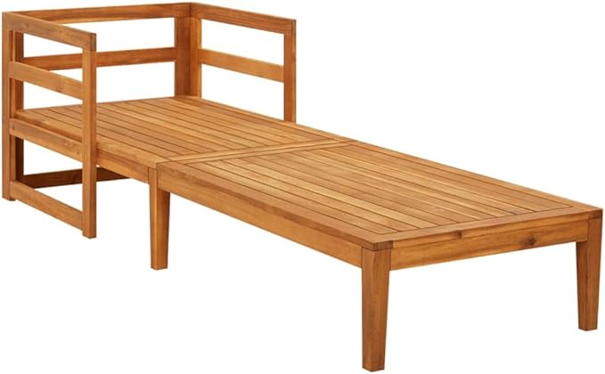 Sun Lounger with Dark Gray Cushions Solid Acacia Wood Outdoor Chairs Furniture Outdoor Patio Furniture Set Suitable for - Photo 6