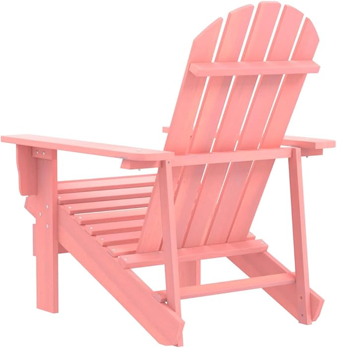 Adirondack Chair for Patio, Outdoor Garden Wood Chair, Ergonomic Pink Adirondack Seating for Backyard, Porch, Deck, Sturdy Fir Wood Construction
