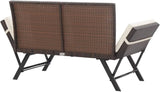 Garden Bench Deck Bench Patio Bench with Cushions 69.3" Brown Poly Rattan - Photo 4