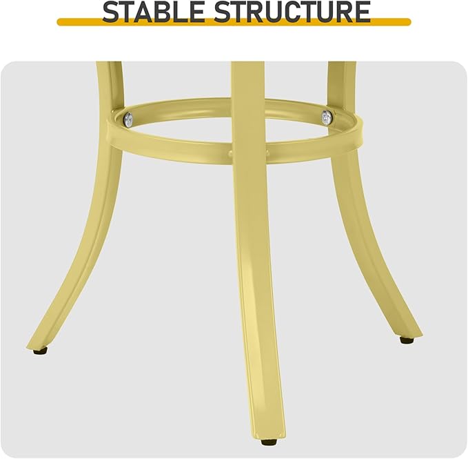 Small Side Table Round Outdoor Metal 19.5-Inch End Tables Portable Leisure Indoor Standing Accent Bistro Coffee Plant Table for Patio Balcony Yard Porch Garden, Easy Assembly (Light Yellow)