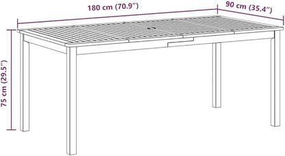 vidaXL Patio Dining Table - 70.9"x35.4"x29.5" Solid Acacia Wood - Rectangular Outdoor Garden Furniture