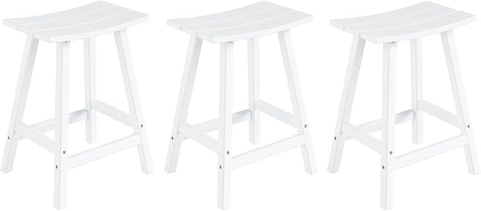 WestinTrends Malibu Malibu 24 Inch Counter High Saddle Stools (Set of 3), White - Photo 1