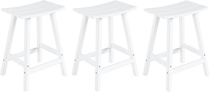 WestinTrends Malibu Malibu 24 Inch Counter High Saddle Stools (Set of 3), White