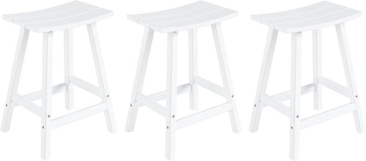 WestinTrends Malibu Malibu 24 Inch Counter High Saddle Stools (Set of 3), White
