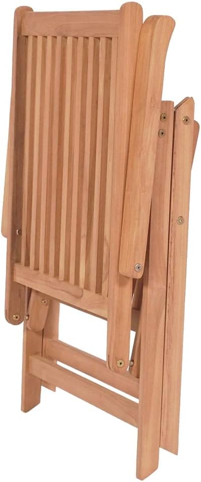 Folding Teak Chairs Set of 4, 28.1x22.4x42.9 in Outdoor Patio Reclining Lounge for Garden Dining, Weather-Ready Reclinable Sun Lounger for Deck Balcony Backyard