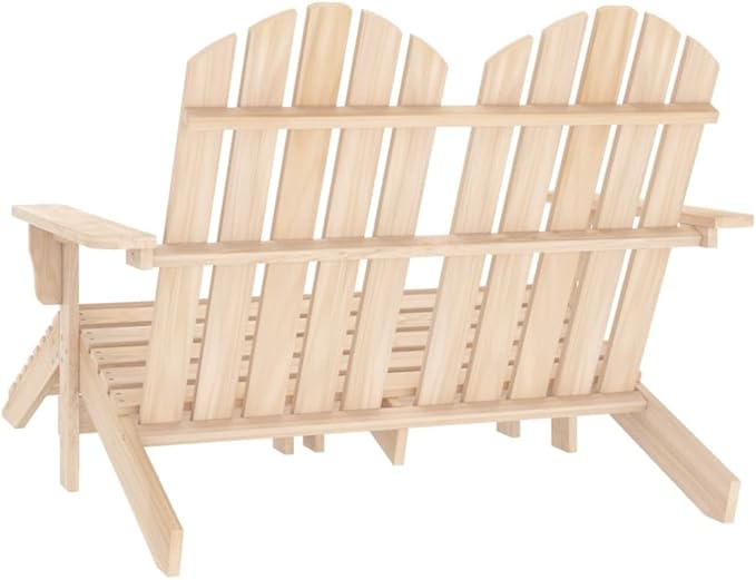 Solid Fir Wood 2-Seater Detachable Garden Adirondack Chair with Ottoman - Photo 5
