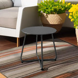 Patio Small Side Table Waterproof Round Metal Steel Weather Resistant Portable Outdoor and Indoor End Table for Garden - Photo 6