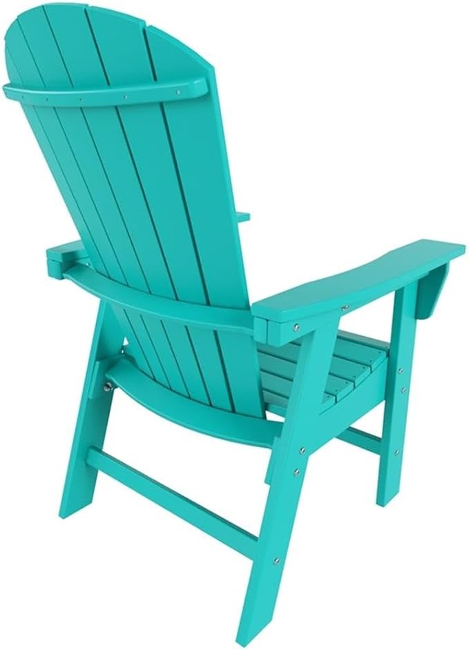 Costaelm Outdoor Adirondack Chair, HDPE Patio Balcony Pool Chair, Modern Front Porch Fire Pit Backyard Chair, Garden Resin Lounge Chair for Outside, Turquoise
