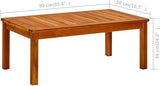 35.4x19.7x14.2 in Outdoor Coffee Table Solid Acacia Wood Rectangle Natural Brown Finish Low-Maintenance Patio Garden - Photo 2