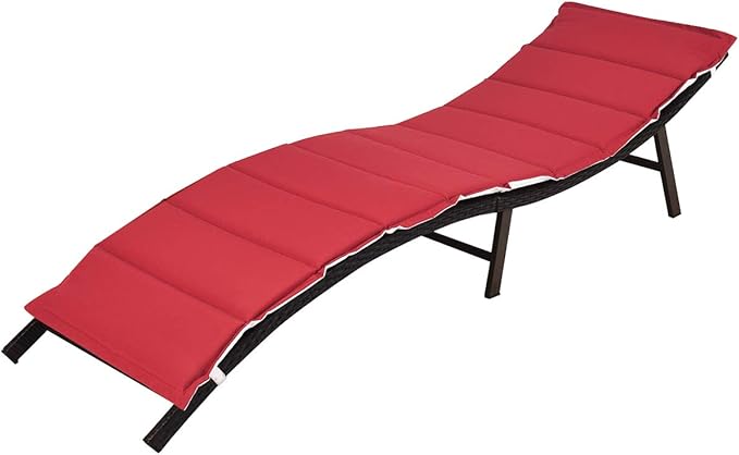 Tangkula 2 Pieces Patio Rattan Chaise Lounge, Outdoor Wicker Lounge Chair, Foldable Chaise Lounge, Suitable for Poolside - Photo 9