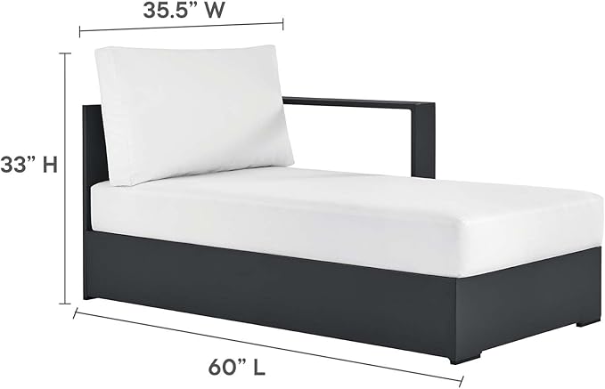 Modway Tahoe Powder-Coated Aluminum Outdoor Chaise Lounge in Gray White with Weather-Resistant Cushions - Photo 2