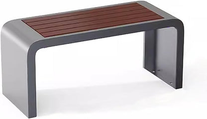 Front Porch Benches Outdoor, Metal Garden Bench, Metal Frame, Solid and Reliable, for Porch, Patio, Backyard(Gray,100cm)