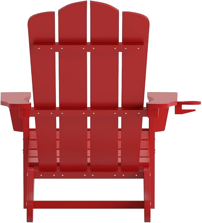 Flash Furniture Newport Adirondack Chairs with Cup Holders, Weather Resistant Poly Resin Adirondack Chairs, Set of 2 - Photo 6