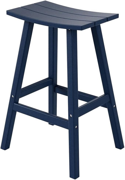 Costaelm All-Weather Outdoor Bar Stools, 29" Height Patio Stools & Bar Chairs, Adirondack Poly Patio Bar Stool for Patio, Deck, Kitchen Counter and Garden, Navy Blue
