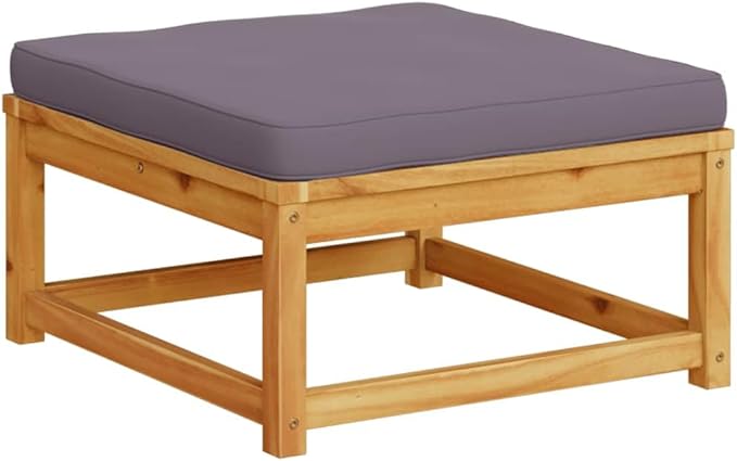 Outdoor Ottoman Dark Grey 24.8"x24.8"x11.8" Acacia Wood Patio Sectional Footstool with UV Resilient Cushion Modern - Photo 6