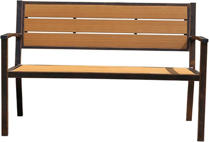Outdoor Patio Bench Entryway Lounge Furniture 2-Person Seat Bench for Backyard, Garden Rustic Country Design