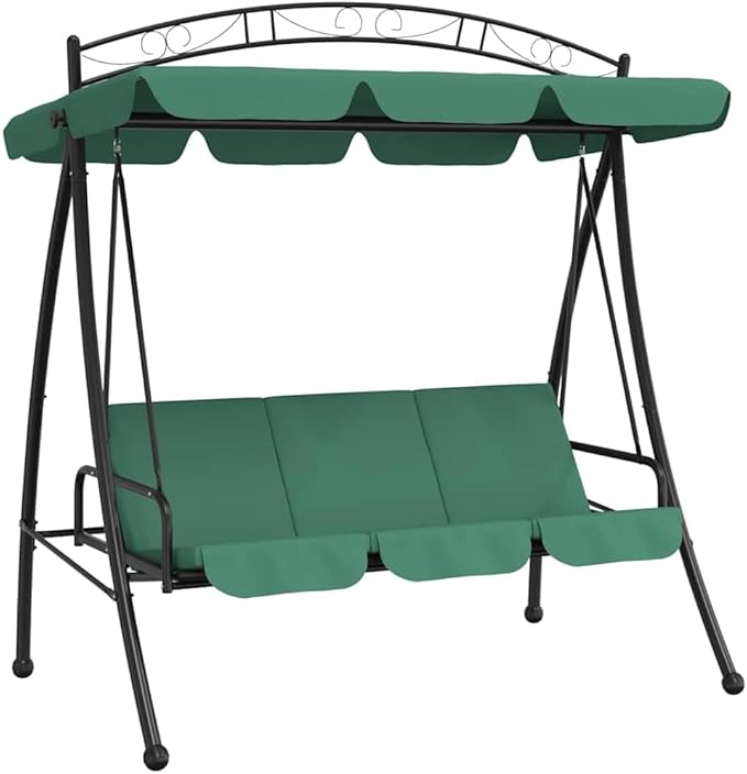 3-Seater Garden Swing Bench, Outdoor Patio Porch Swing with Bed Conversion, Powder-Coated Steel Frame - Photo 2