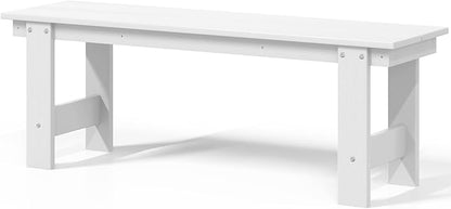 Costaelm Garden Bench, Front Porch Bench Entryway Park Bench, Patio Backless Garden Seat for Outdoors/Indoor, Low Farmhouse Bench, White