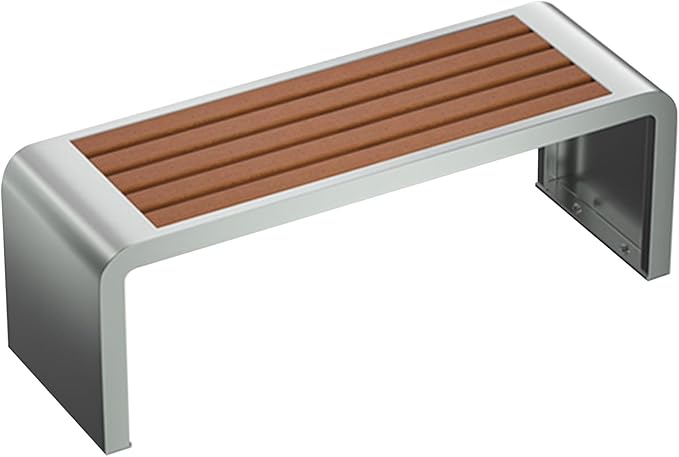 2-Person Outdoor Metal Garden Bench, Weatherproof Backless Design with Wood-Plastic Slatted Seat, Perfect for Parks, Gardens, Patios & Schools (47.24in / 120cm)