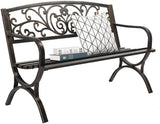 Patio Outdoor Park Loveseat Bench for Garden Porch Deck Made Cast Iron Anti-Rust Aluminum Metal - Photo 8