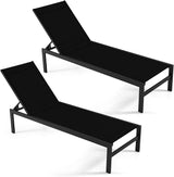 Giantex Set of 2 Patio Chaise Lounge Chair, Outdoor Sunbathing Chair Lawn Reclining Lounger with 6 Adjustable Position - Photo 1