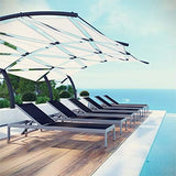 Modway Shore Aluminum Textilene® Mesh Outdoor Patio Six Poolside Chaise Lounge Chairs in Silver Black - Photo 6
