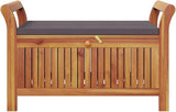 Outdoor Storage Bench with Cushion, Acacia Wood Garden Seat for Patio, Balcony, and Backyard, Weather-Resistant - Photo 6