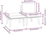 3 Piece Garden Lounge Set with Cushions in Dark Grey and White - Photo 3