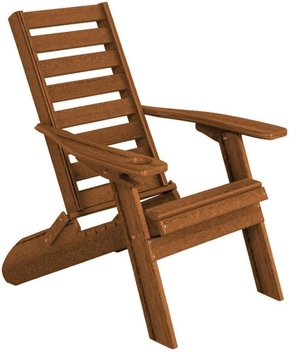 Furniture Barn USA Farmhouse Collection Poly Ladderback Folding Adirondack Chair with Smart Phone Holder, Antique Mahogany