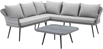 Endeavor Outdoor Patio Wicker Rattan Outdoor Patio Wicker Rattan Seating Set in Gray Gray