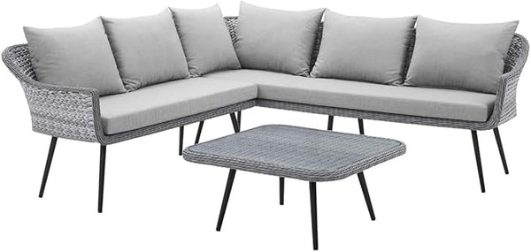 Endeavor Outdoor Patio Wicker Rattan Outdoor Patio Wicker Rattan Seating Set in Gray Gray - Photo 1