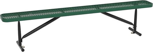 8 Feet Heavy Duty Metal Park Bench for Outside, Outdoor Bench with Portable Frame, Commercial Benches for Shopping Mall, Store, Park, Patio, Deck, Green