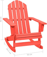 vidaXL Red Patio Rocking Adirondack Chair with Sturdy Solid Fir Wood Structure, Ergonomic Design for Optimal Comfort - Photo 2
