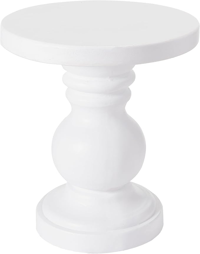 Christopher Knight Home Madeline 22" H Lightweight Concrete Outdoor Side Table, Patio End Table with Round Top, MGO Outdoor Coffee Table, No Assembly Garden Plant Stand Indoor, White