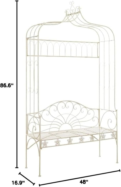 vidaXL Patio Bench Garden Outdoor Balcony Terrace Outside Backyard Yard Porch Home Furniture Seat Lounge Seating 48" Iron Antique White
