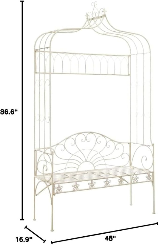 vidaXL Patio Bench Garden Outdoor Balcony Terrace Outside Backyard Yard Porch Home Furniture Seat Lounge Seating 48" Iron Antique White
