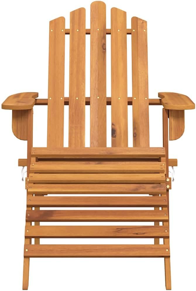 Solid Acacia Wood Folding Adirondack Chair Set of 2 - Photo 5
