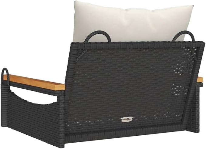 Outdoor Single Swing Chair with Cushions, Modern PE Rattan Hanging Bench Seat for Patio Garden Backyard Balcony - Photo 6