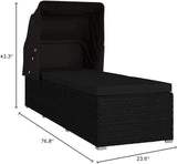 (Fast Shipments) Outdoor Rattan Chaise Lounge Chair Set with Retractable Canopy, All Weather Furniture for Outside, Pool - Photo 2
