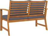 47.2x47.2in Acacia Wood Garden Bench Outdoor with Dark Grey Cushions, Rustic Patio Seating for Two - Photo 5