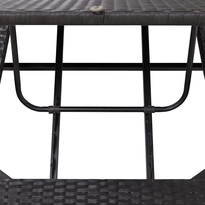 Outdoor Sunbed with Adjustable Backrest, Black PE Rattan Sun Lounger and Cream White Cushion for Patio, Poolside, Garden, Durable Weather-Resistant Chaise Lounge for Relaxing