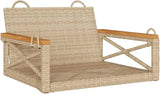 Patio Swing Bench Beige 4-Piece Set with Cushions, Modern Outdoor Woven Rattan Chair for Garden, Balcony, and Patio - Photo 2