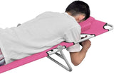 Pink Folding Sun Lounger Outdoor Chaise Lounge Chair 74.4x22.8x10.6 in Powder-Coated Steel Frame Adjustable Backrest - Photo 6